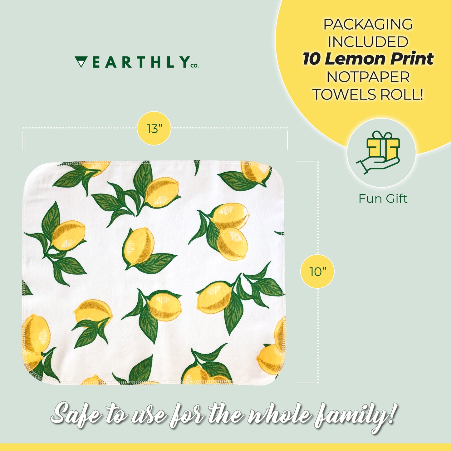 Earthly Co. Reusable Paper Towels - Cloth Paper Towels Reusable Washable -  Roll of Reusable Napkins Paperless Paper Towels - Absorbent + Long Lasting